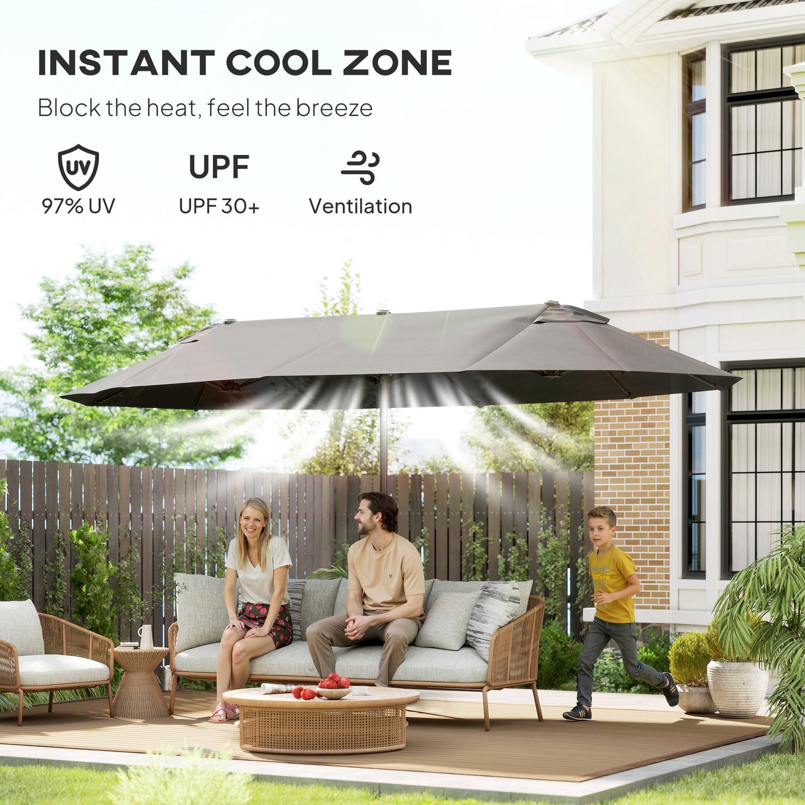 4.6m Double-sided Sun Umbrella W/ Crank