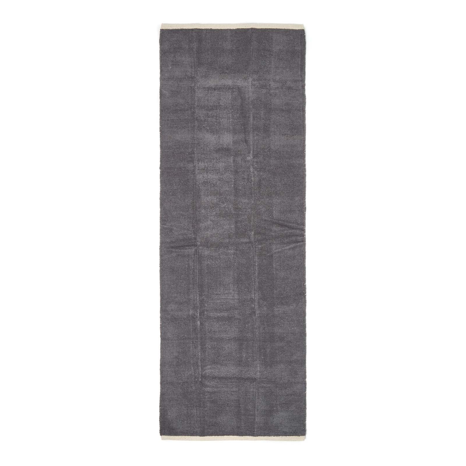 Plain Chenille 100% Cotton  Rug With Natural Trim | 200cm | Dark Grey