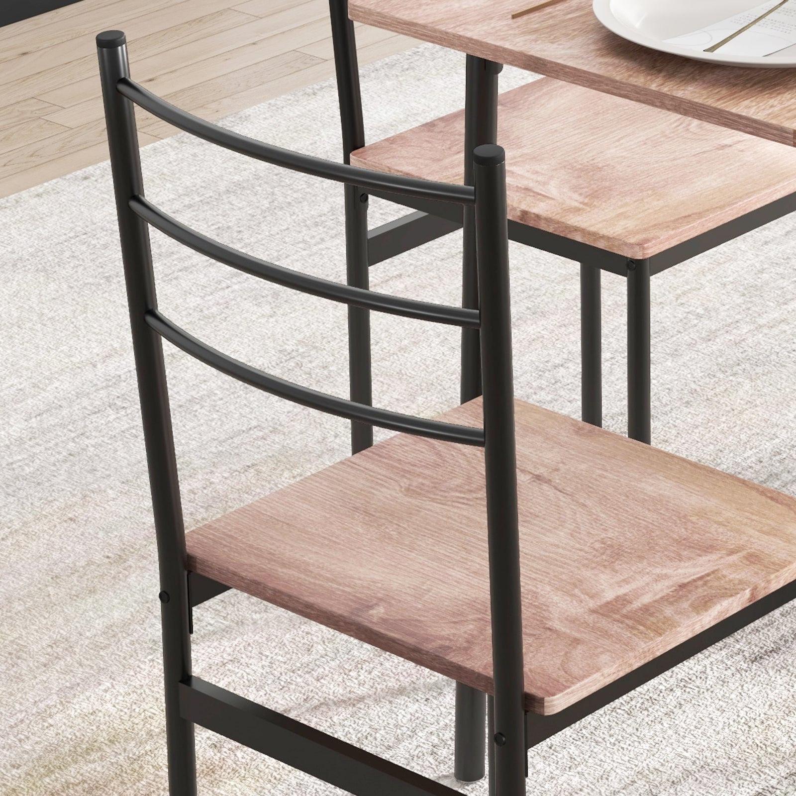5 Piece Dining Table And Chairs Set, Space Saving Table | Black