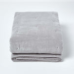 Velvet Cotton Quilted Throw | 150cm x 200cm | Light Grey