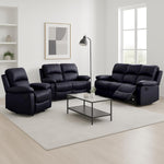 Manual Recliner Sofa 3 Seater Faux Leather | Black