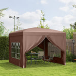3mx3m Pop Up Gazebo Party Tent Canopy Marquee W/ Storage Bag | Coffee