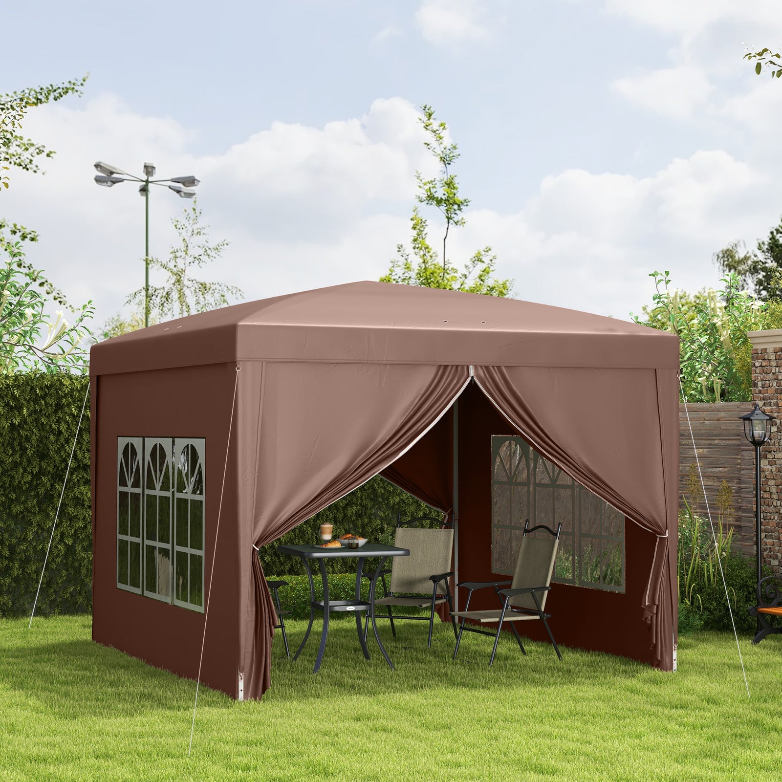 3mx3m Pop Up Gazebo Party Tent Canopy Marquee W/ Storage Bag | Coffee