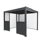 Anthracite Aluminium Pergola With White Blinds & 2 Shutter Panels | 3m x 3m | Anthracite