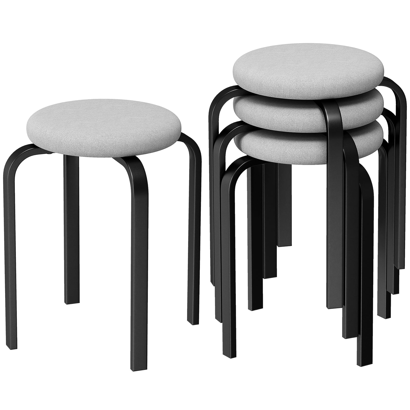 Stackable Stools Modern Cushioned Set Of 4 | Grey