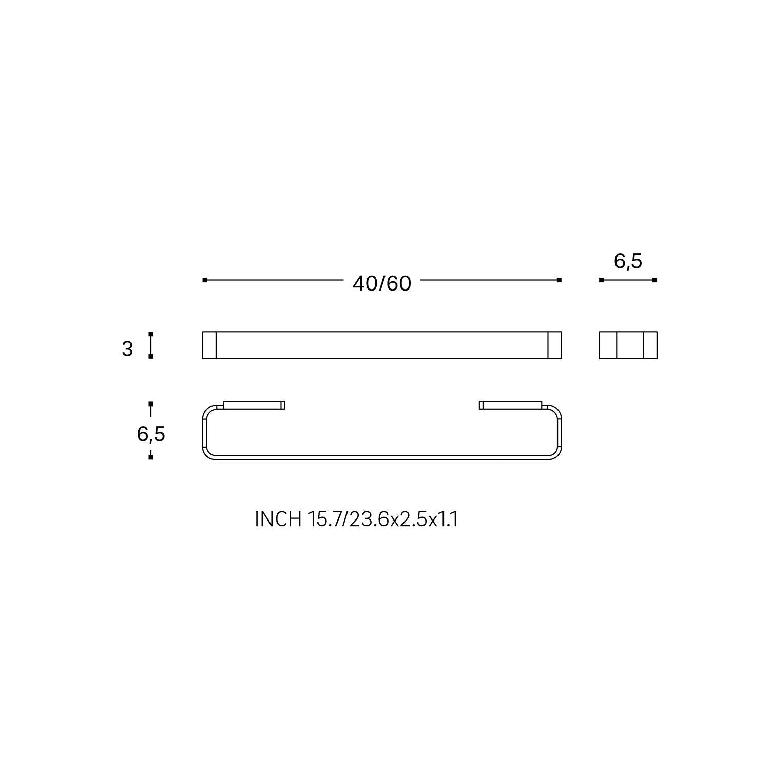 Towel Rail Chrome Lineb+ (40cm)