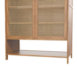 Natural Bamboo Shoe Cabinet – 2-door Rattan-style Storage Unit With 6 Shelves For Organized And Stylish Entryways