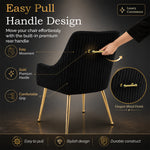 Dining Chairs Upholstered Tufted Velvet Kitchen Chairs | Set of 2 | Black