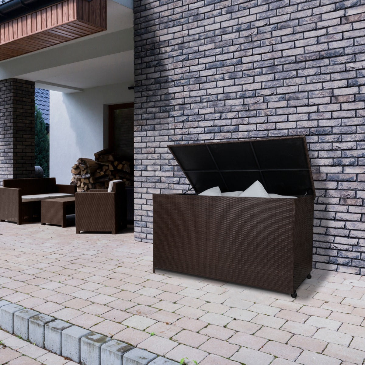 Rattan Cushion Storage Box 582l | Brown