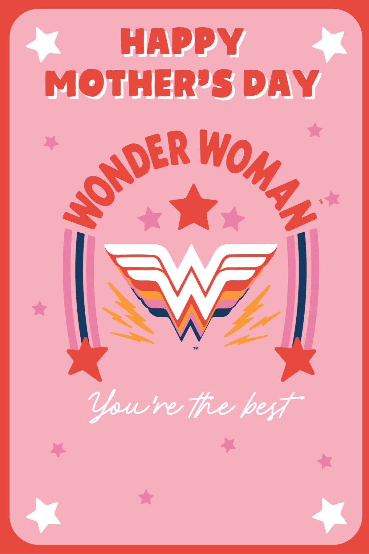 Wonder Woman 'you're The Best' Mother's Day Card Official Product