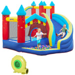 Kids Bouncy Castle W/ Slide, Pool, Trampoline, Climbing Wall, Blower