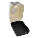 Large Hooded Top Entry Cat Litter Box With Scoop | Black