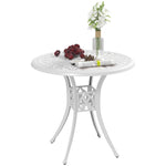 78 Cm Round Garden Dining Table W/ Parasol Hole | White