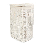 White Oatmeal Cotton Lined Corner White Wash Laundry Baskets | Small | White
