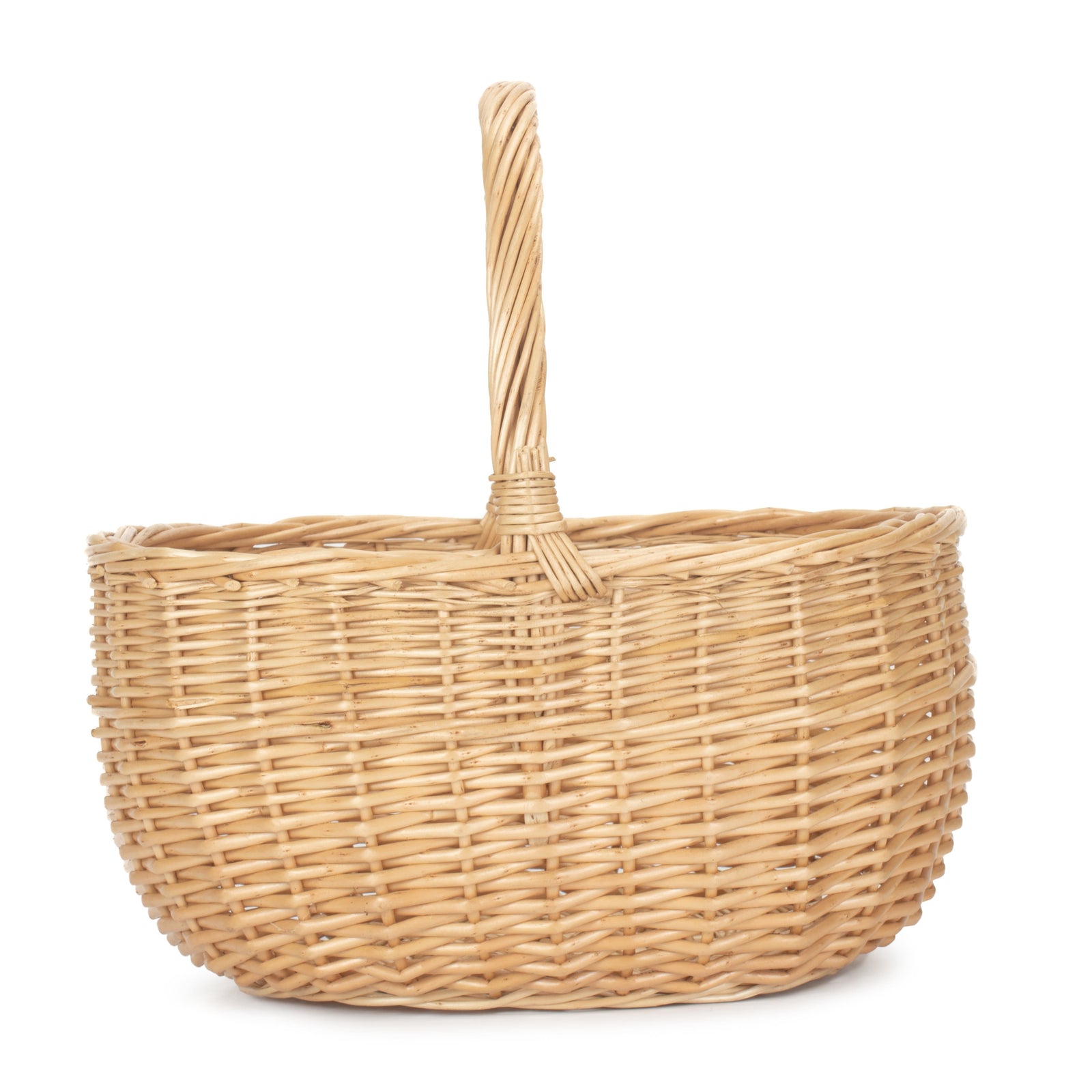 Oval Buff Wicker Shopping Basket | Large | Brown