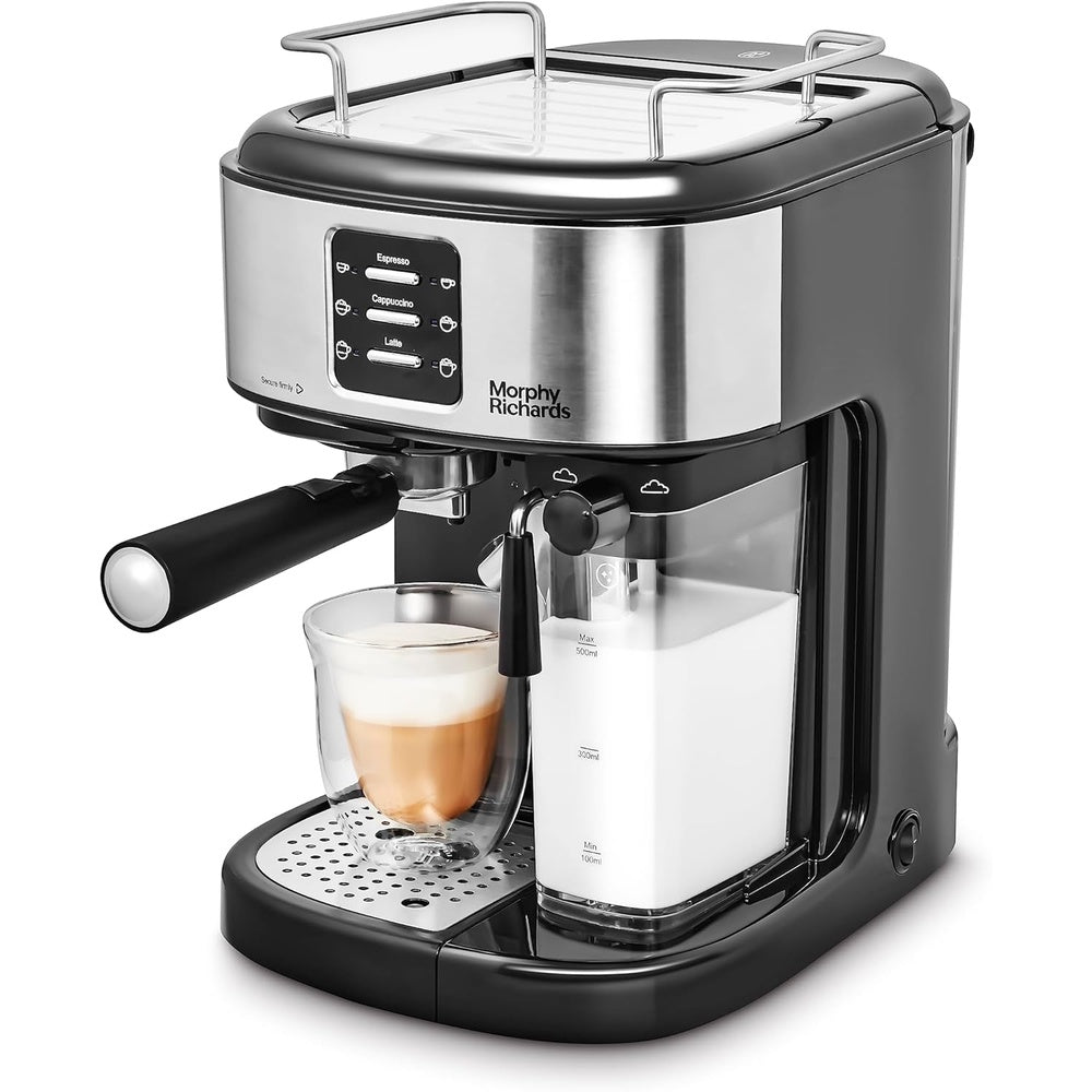 Traditional Pump Espresso Coffee Machine And Milk Frother | Black