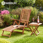 Garden_Gear Acacia Steamer Deck Chair X1 & Acacia Folding Side Table