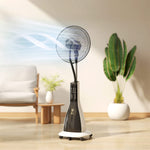 Spray Misting Fan, Pedestal Fan With Oscillation, Tilt, Remote