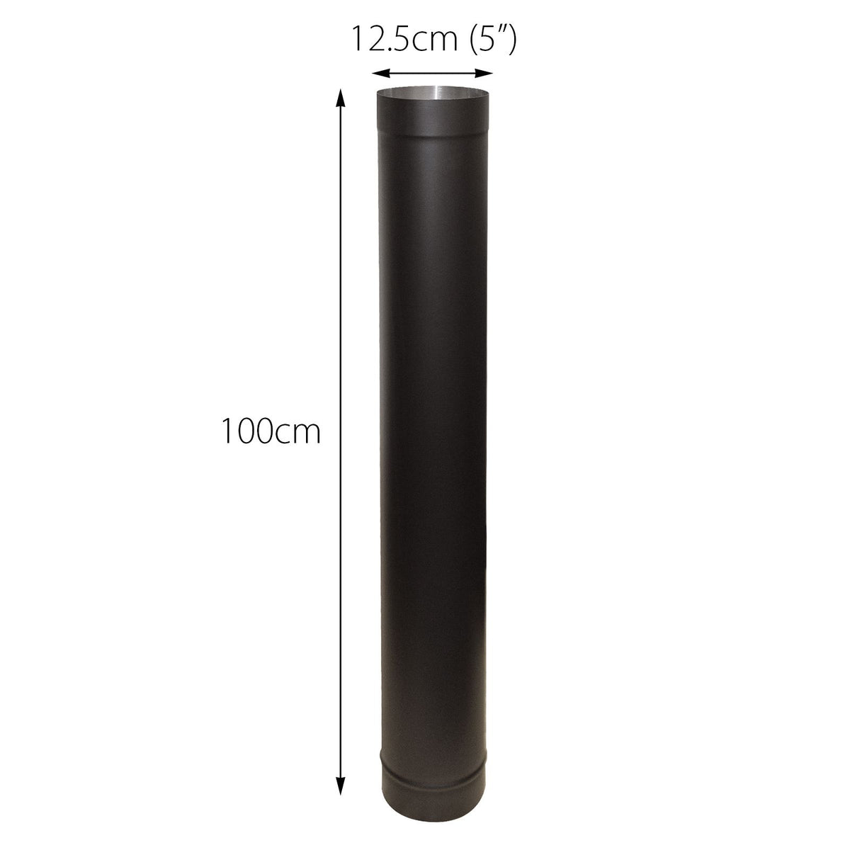 Flue Pipe Straights Various Sizes for 5" inch (125mm) | 1000mm | Black