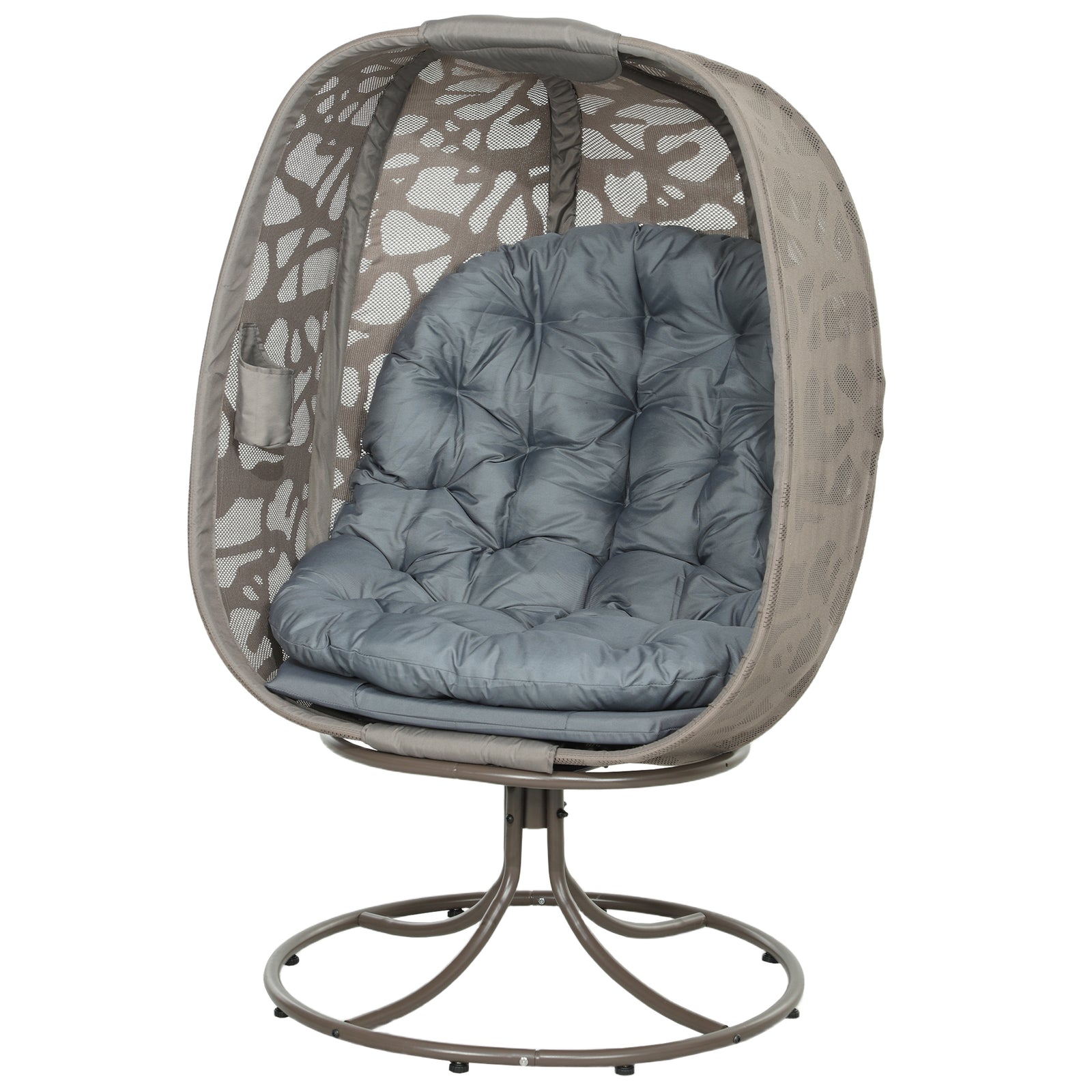 Foldable Egg Chair With Cushions, Outdoor Swivel Lounger