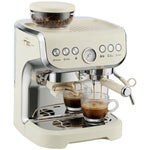 Espresso Machine, Bean Grinder & Steam Wand, 15 Bar Pressure | Cream White