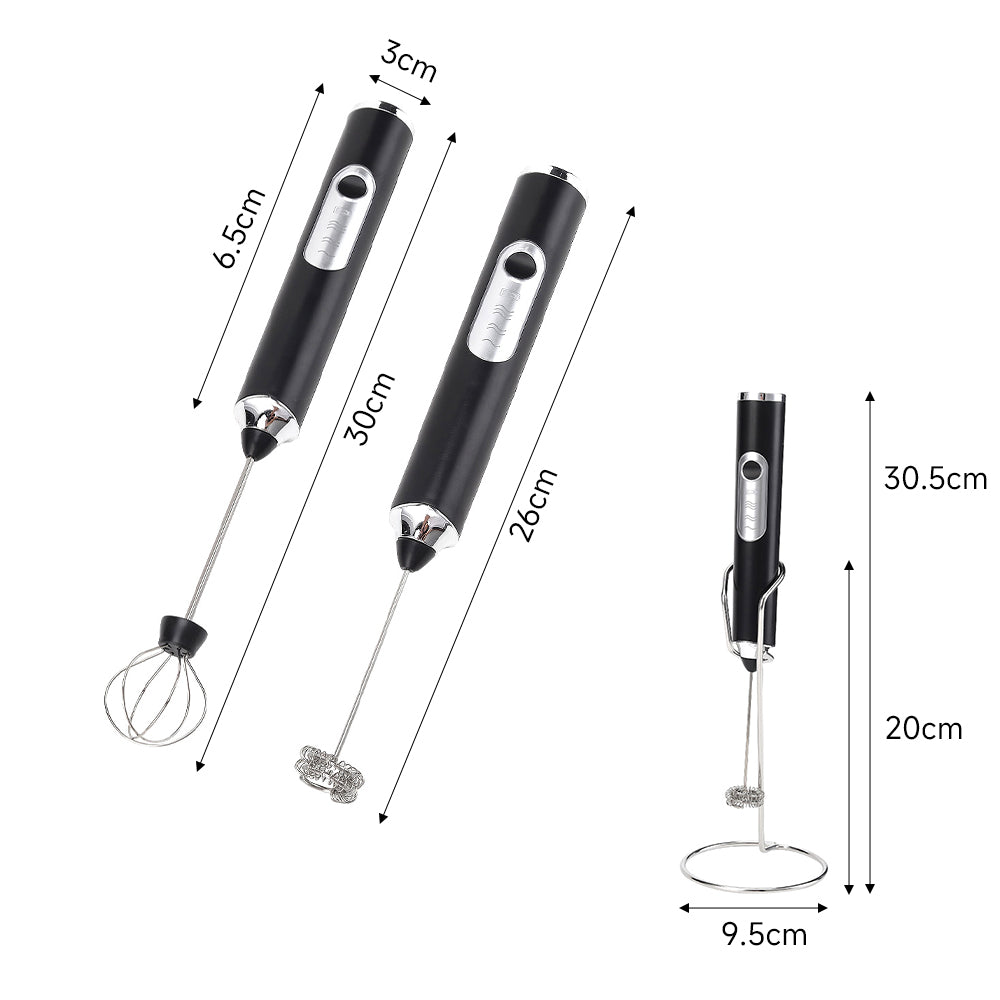 3-speed Electric Handheld Milk Frother & Whisk With Metal Stand