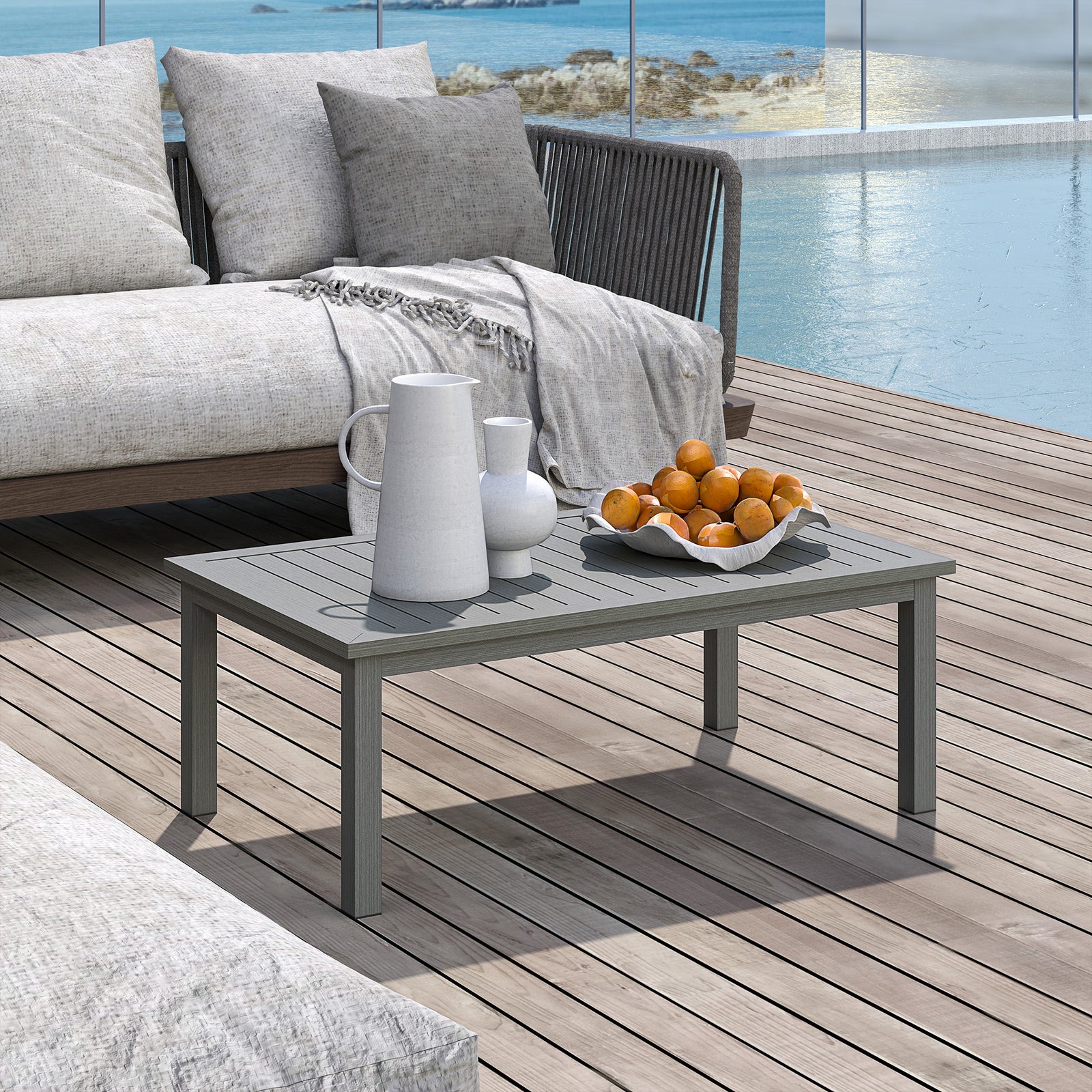 Aluminium Outdoor Coffee Table Patio Table | Gray