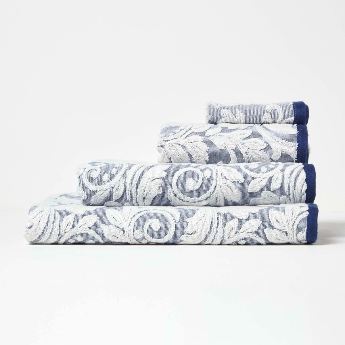 Damask 100% Turkish Cotton 600 Gsm Towels | Bath Towel | Navy Blue