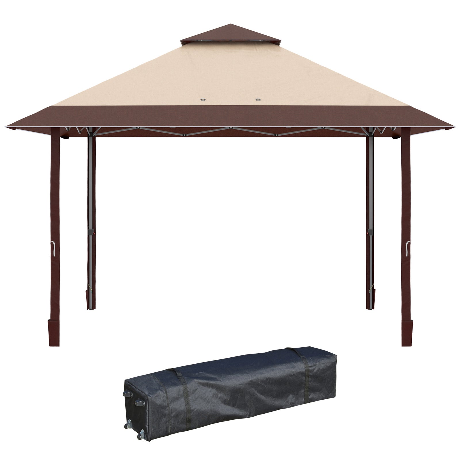 4 X 4m Outdoor Pop-up Canopy Tent Gazebo Adjustable Legs Bag | Coffee