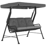 3-seater Garden Swing Seat, Outdoor Swing Chair With Canopy, Grey