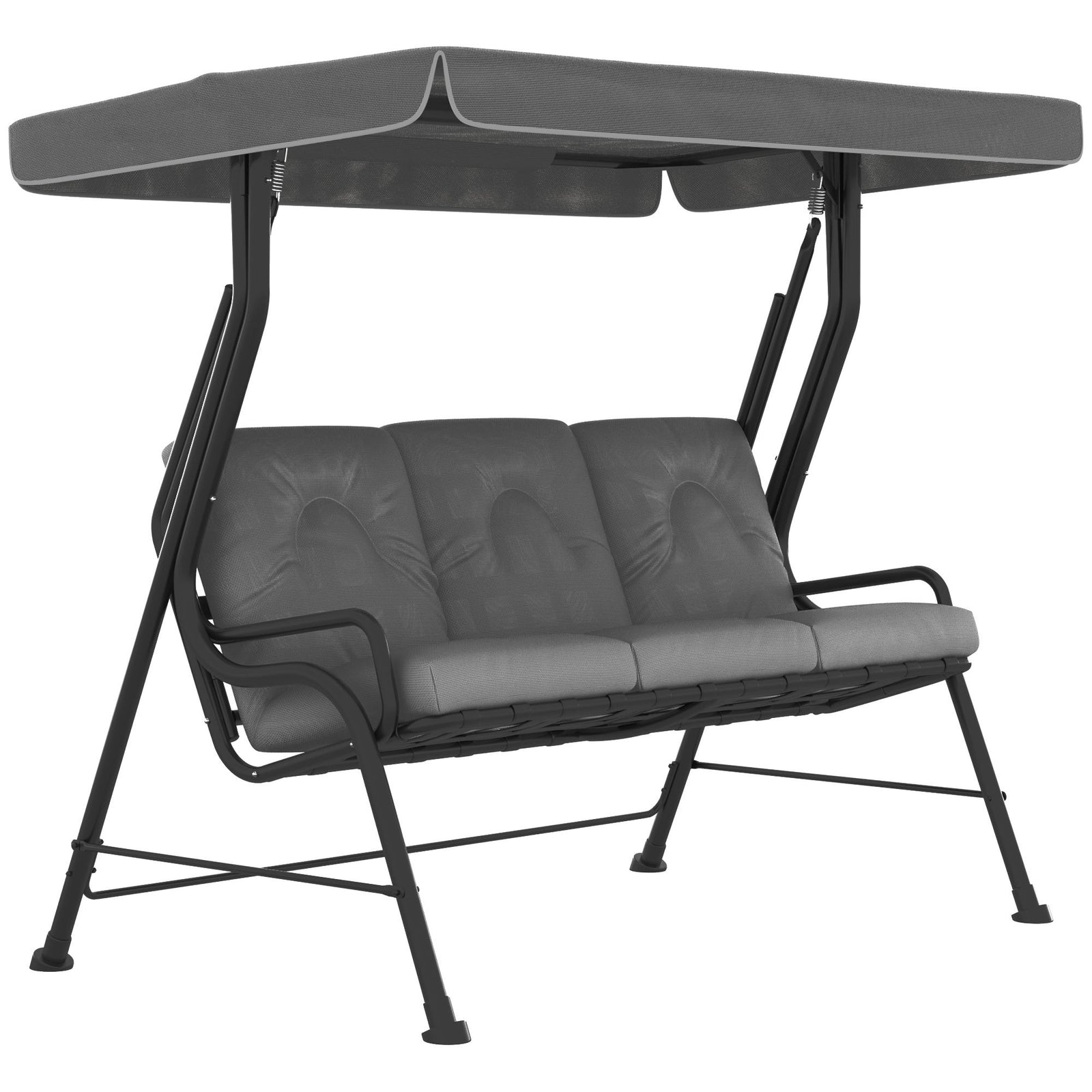 3-seater Garden Swing Seat, Outdoor Swing Chair With Canopy, Grey