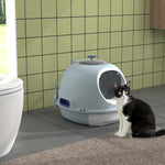 Cat Litter Box Pet Toilet W/ Scoop, Drawer, Skylight | Blue