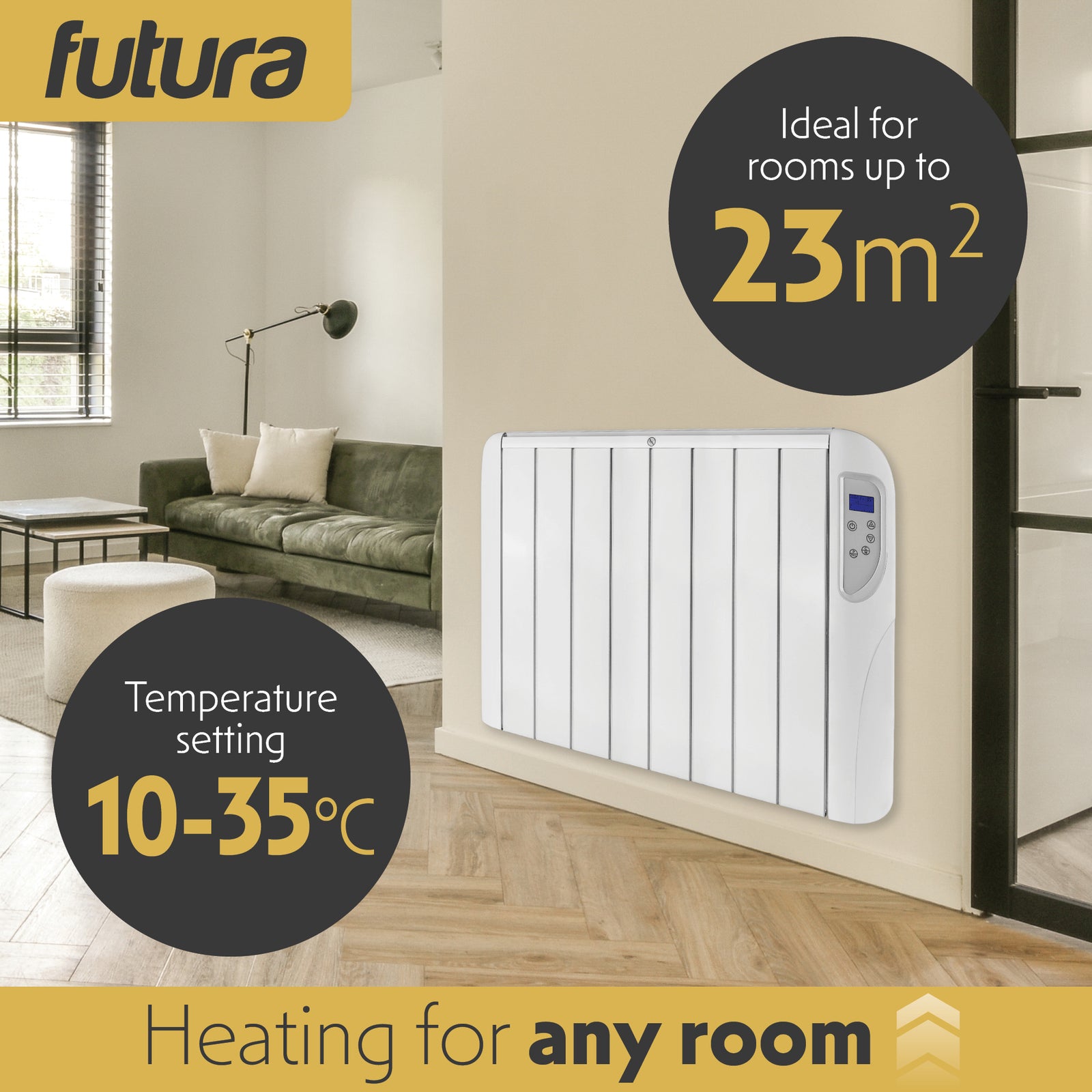 Electric Radiator Panel Heater Wall Mounted Advanced Timer Digital Thermostat, Bathroom Safe Room Heater | 2000w | White