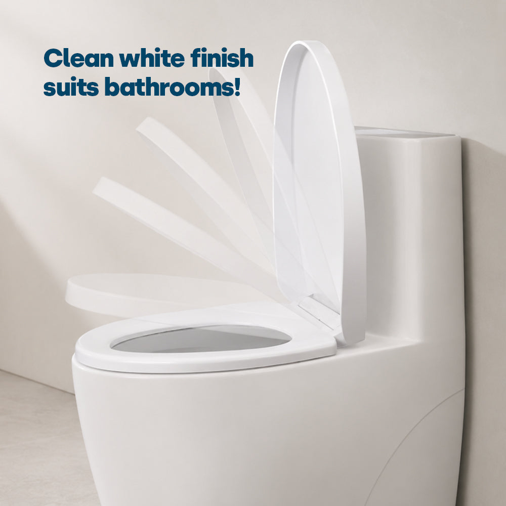 Livivo Soft Close Toilet Seat - Oval White With Quick Release Button For Easy Cleaning