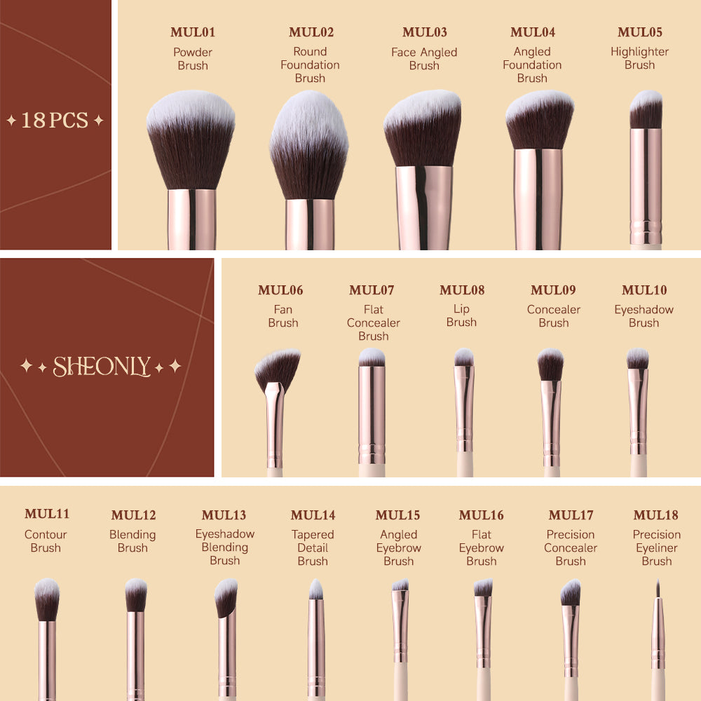 Professional Makeup Brush Set 18 Pcs For Foundation Powder Concealers Eye Shadows Blush