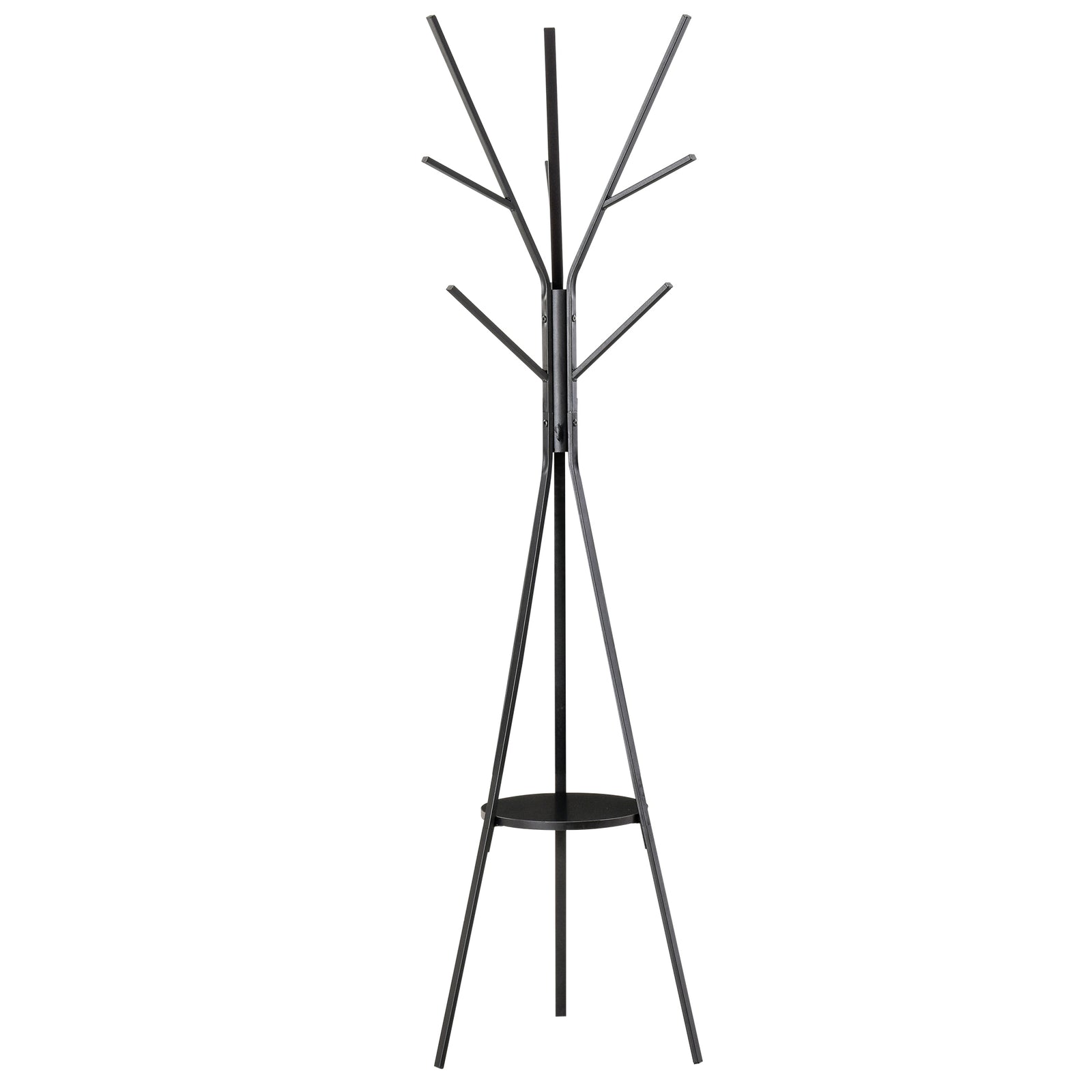 180cm Free Standing Coat Rack Metal Shelf Holder Stand | One Size | Black
