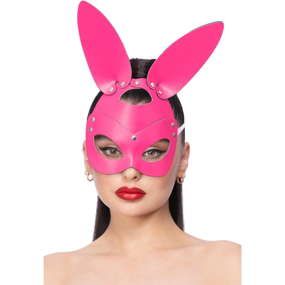 Pink Mock Leather Rabbit Mask