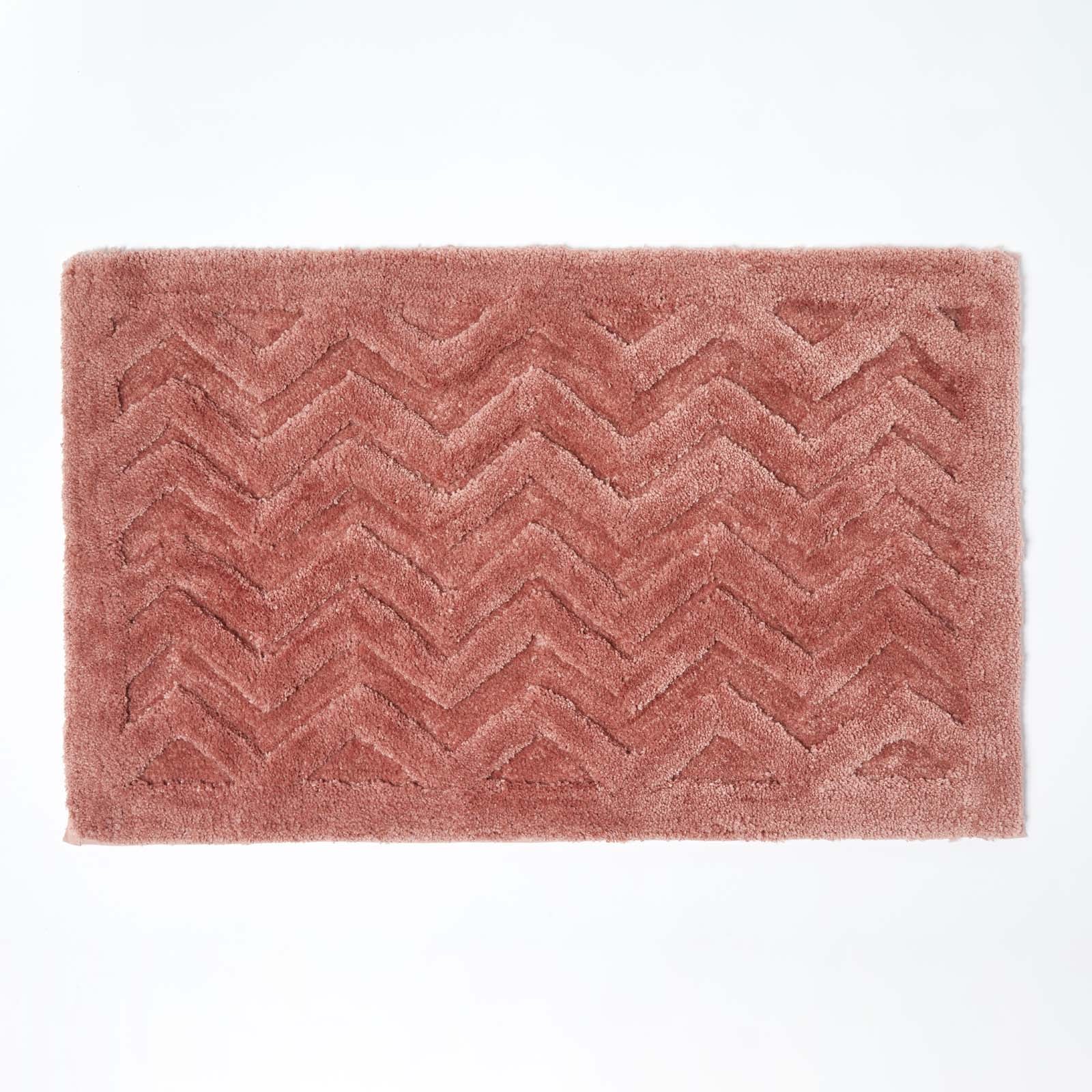 Chevron Geometric Pattern Thick Bathmat | 50 x 80cm | Blush Pink