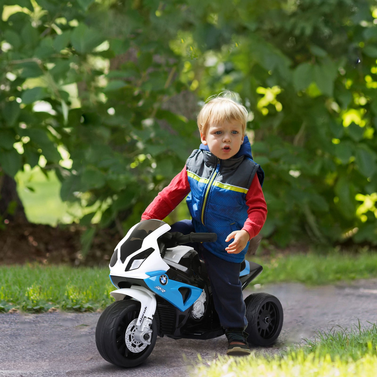 Electric Kids Ride On Motorcycle Bmw Liscensed W/ Headlights Music | Blue