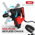 Hammer Drill Heavy Duty Corded Electric Impact Driver With Bit Set | Red