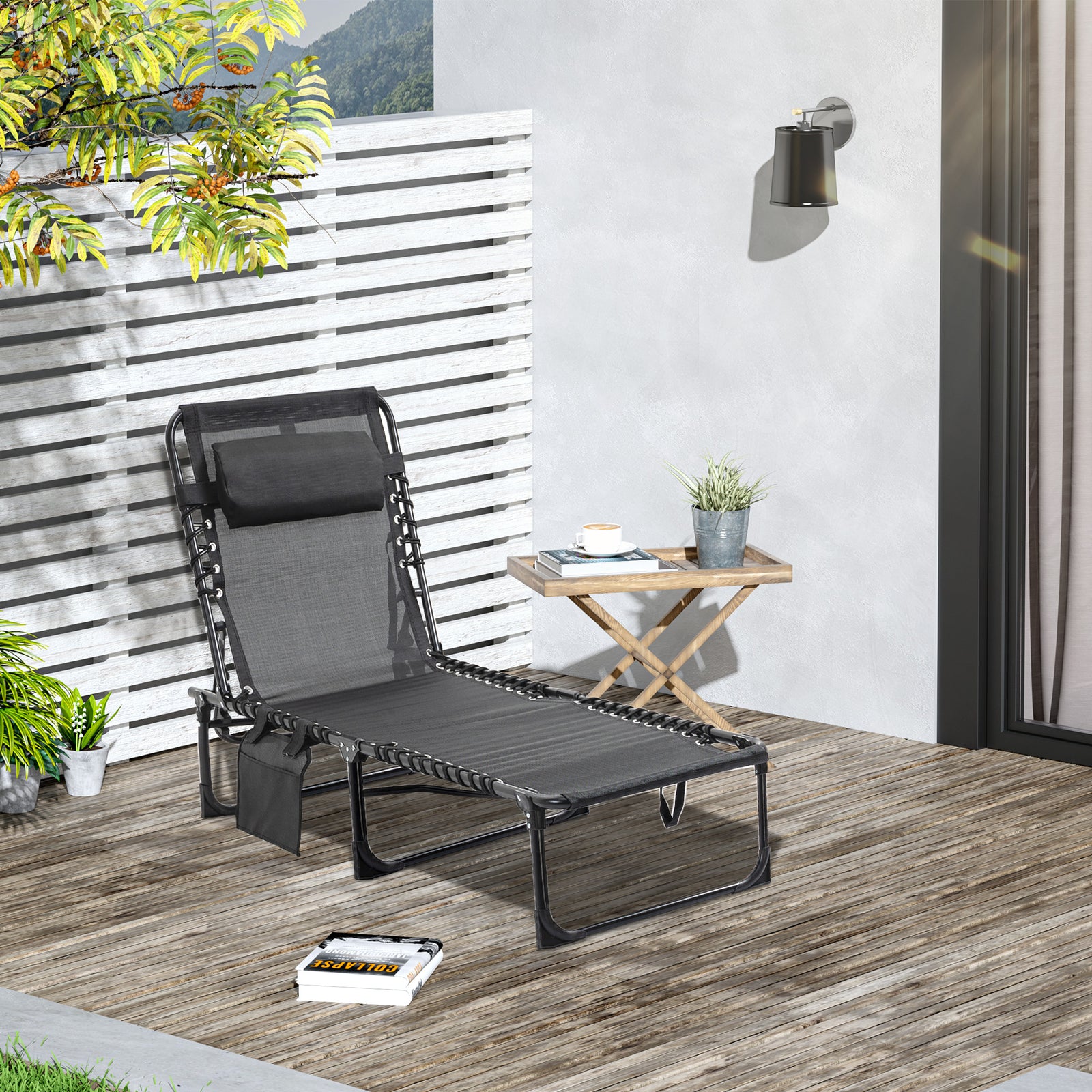 Lounger Reclining Camping Bed 5-position Adjustable