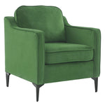 Contemporary Upholstered Armchair – Velvet Accent Chair For Living Room Or Study | Green