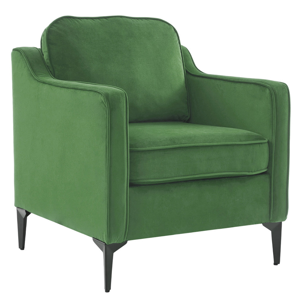 Contemporary Upholstered Armchair – Velvet Accent Chair For Living Room Or Study | Green