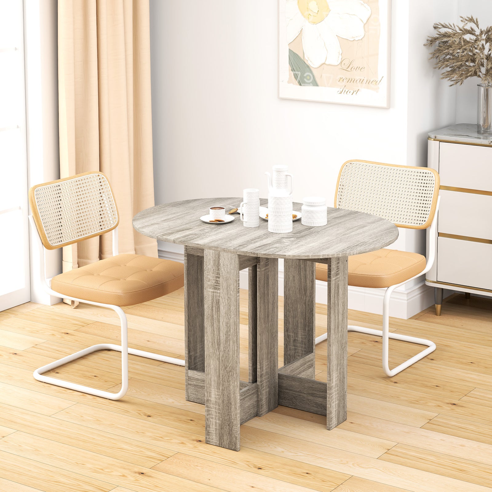 Folding Drop Leaf Dining Table Foldable Dinner Table