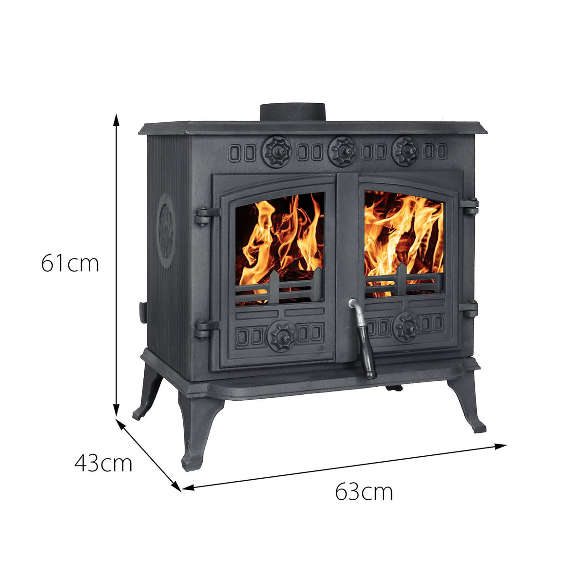 Cast Iron Wood And Charcoal Burning Stove | 10kw | Cast Iron