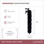 Livivo Black Lattice 2l Hot Water Bottle With Washable Cover And Pom Poms