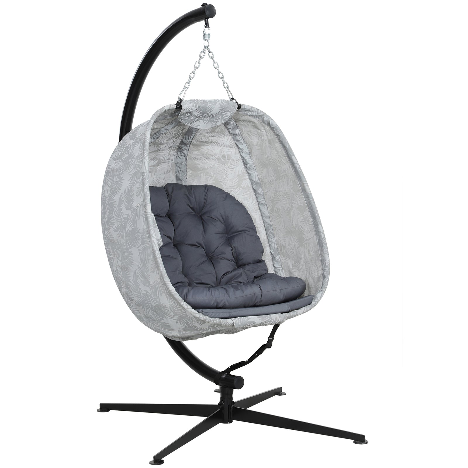 Hanging Egg Chair Outdoor Indoor Swing Chair, Folding Basket | Gray