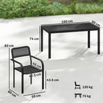 Outsunny Garden Dining Set With Umbrella Hole For 6 People, Black