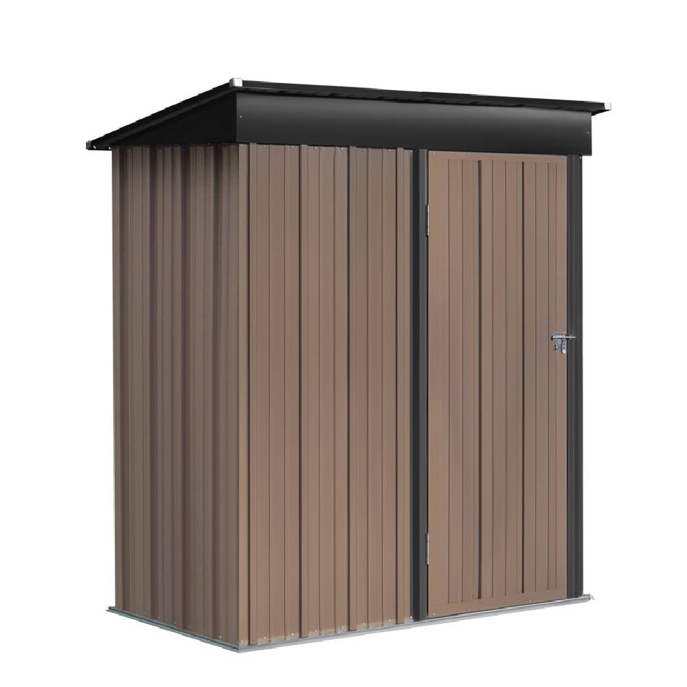 Metal Garden Shed 3x5ft Outdoor Storage Yard Tool Shed Tool Box Lockable | Small | Brown