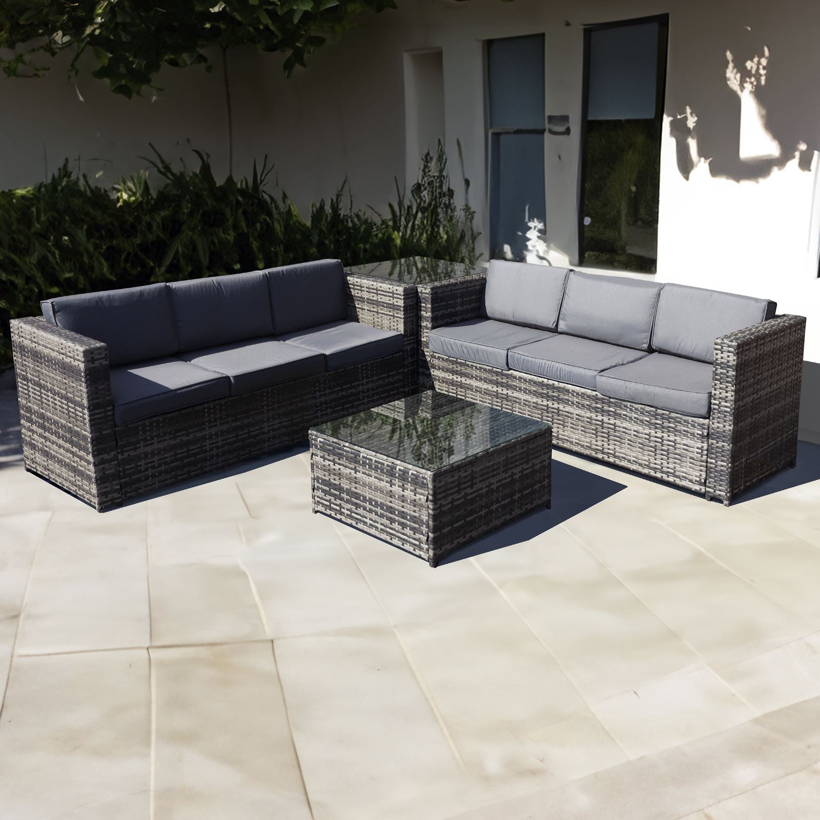 Malta Rattan 6 Seat Corner Set | 6 Seat | Walnut Grey